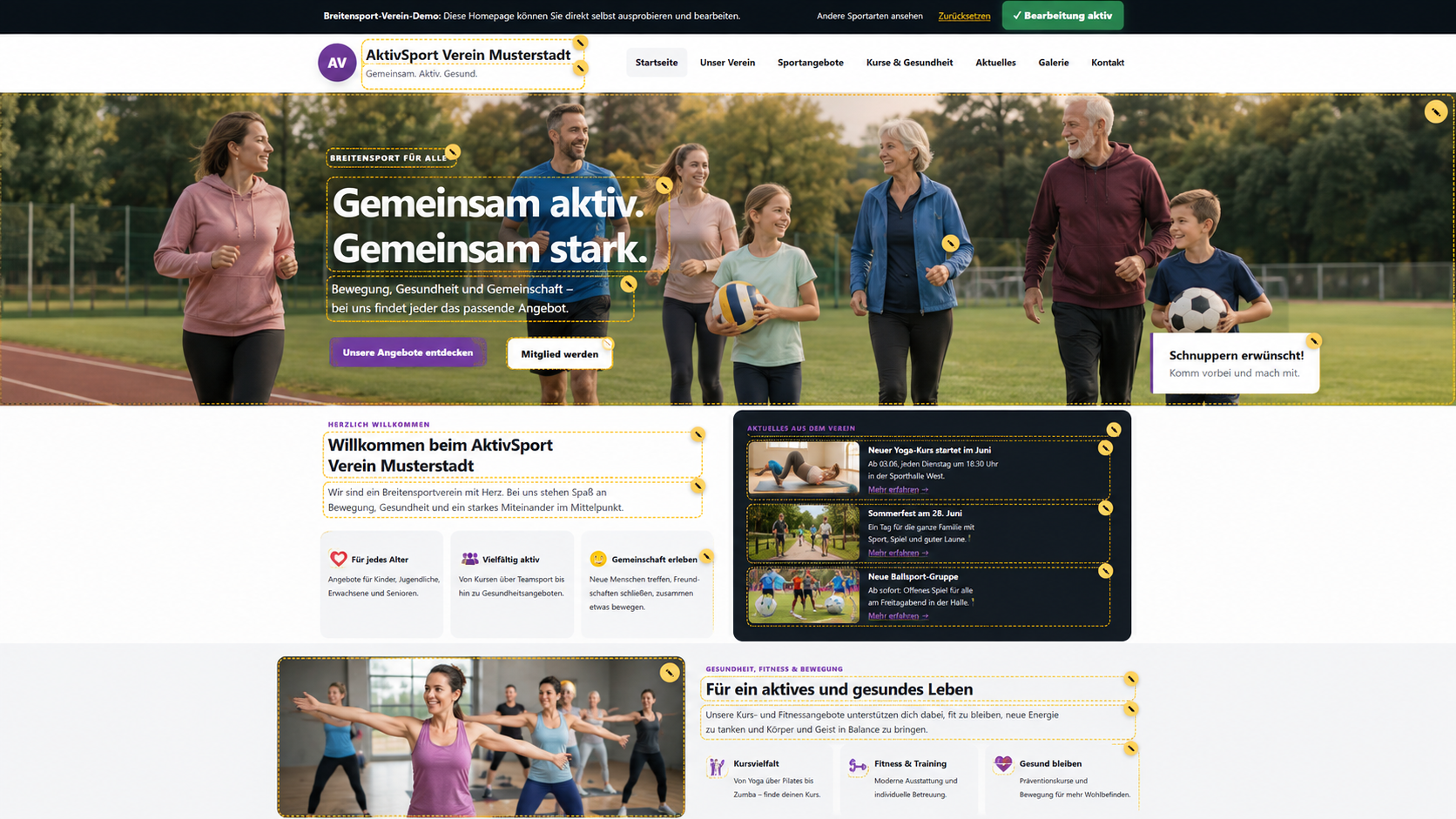 Beispiel Vereins-Homepage 🏃 Breitensport