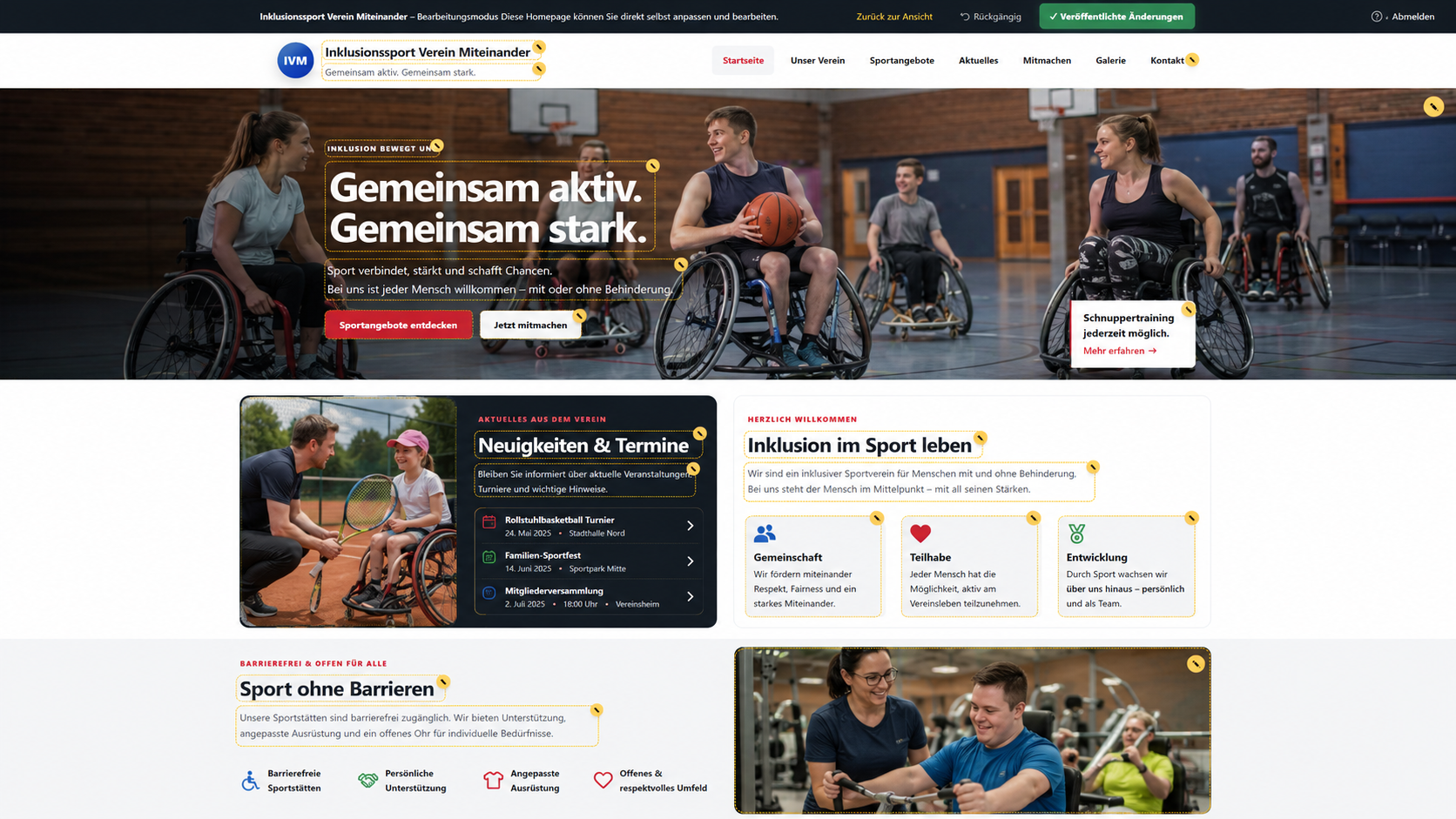 Beispiel Vereins-Homepage ♿ Behinderten- & Inklusionssport