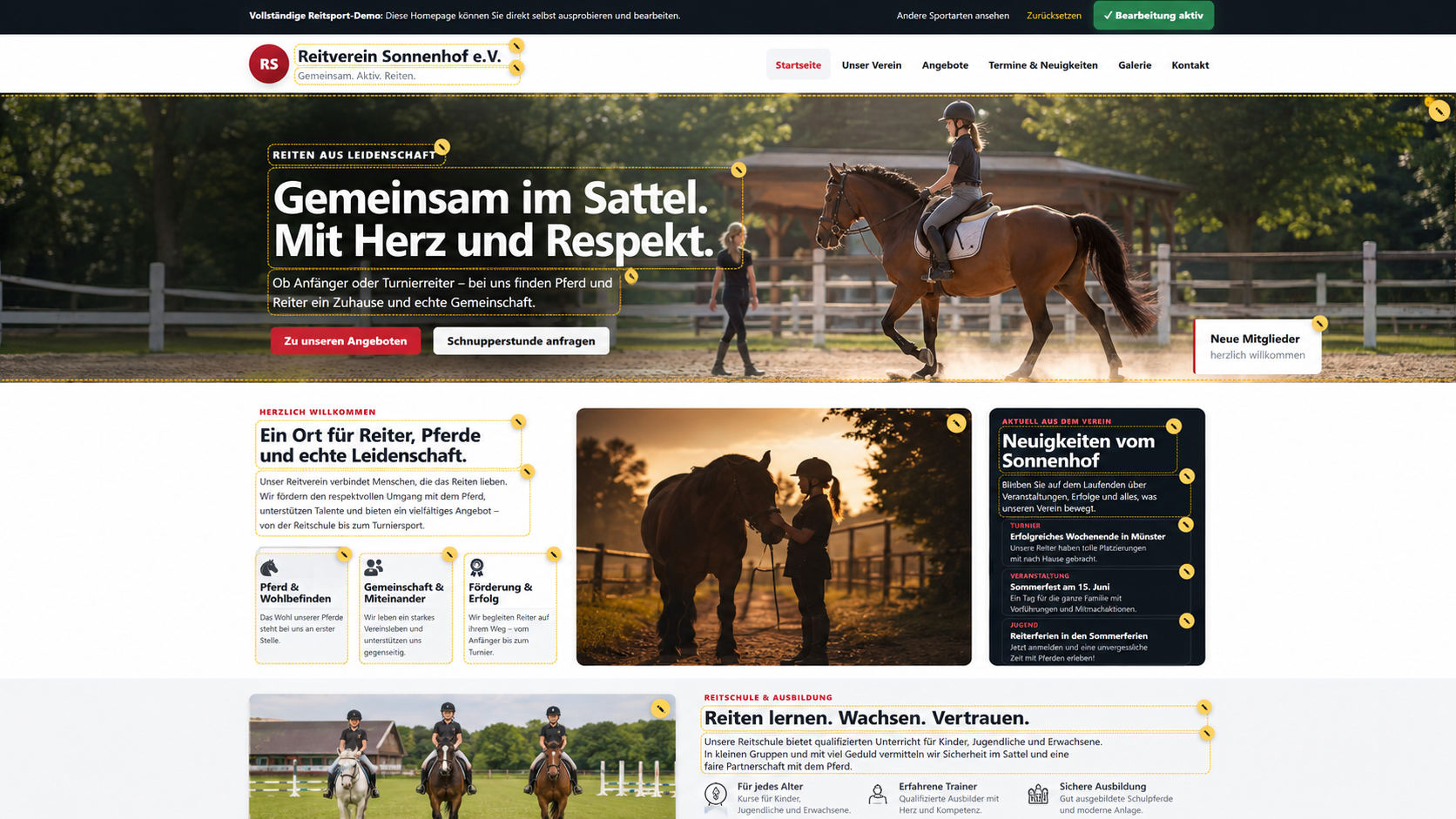 Beispiel Vereins-Homepage 🐴 Reitsport