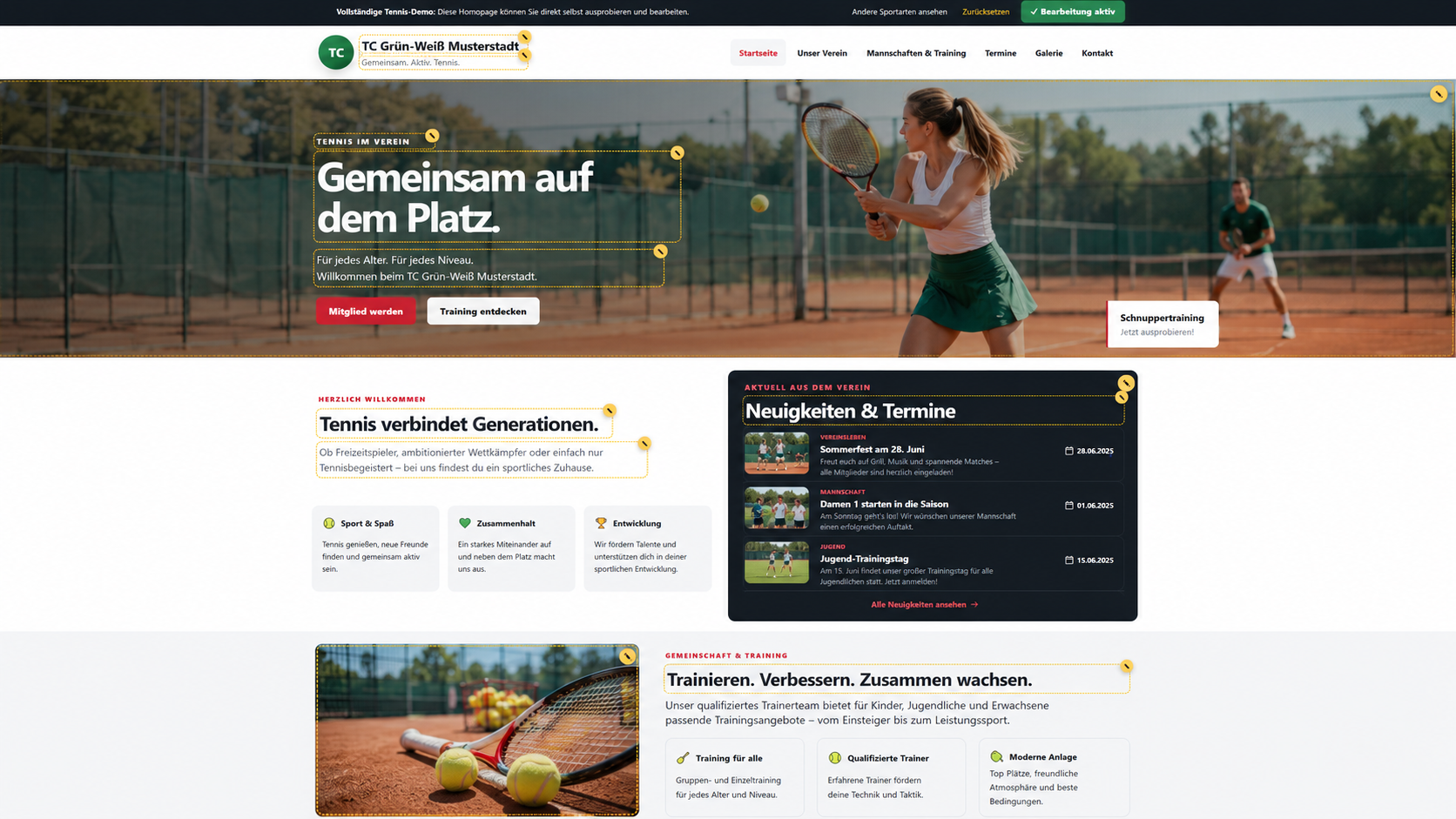 Beispiel Vereins-Homepage 🎾 Tennis